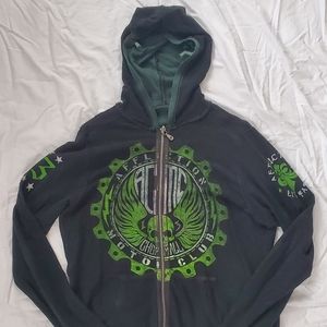 Mens Affliction reversible hoodie
